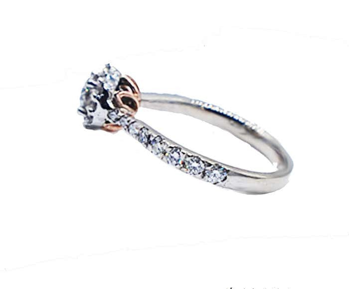 Halo .69 Carat Engagement White and Pink 14 Karat Gold Ring