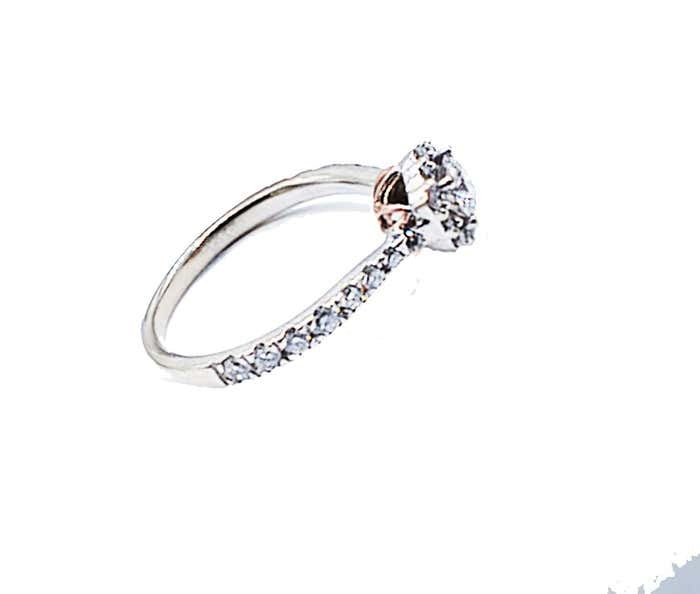 Halo .69 ct Engagement White and Pink 14kt Gold Ring