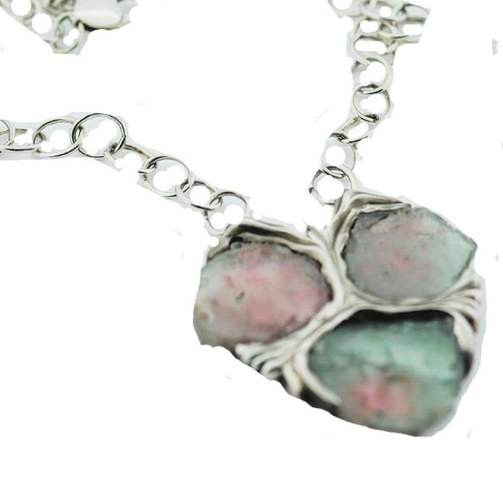 Watermelon Tourmaline Necklace Rainbow Colors Sterling Silver