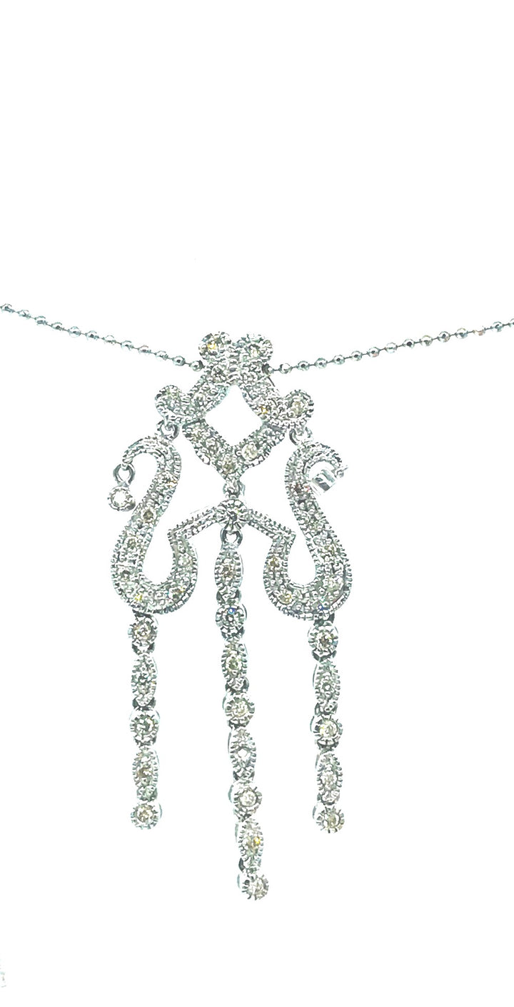 14Kt white gold Chandelier Diamond Necklace .75 Ct