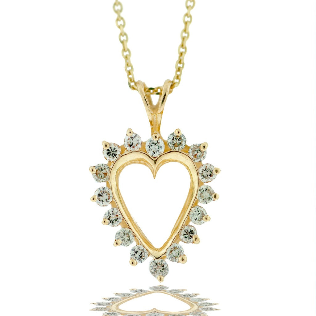 14K Yellow Gold Diamond Heart Pendant .69 Carats