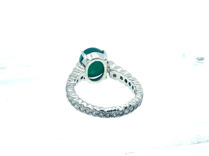 Jade and Diamond Eternity Platinum Ring 1.50 ct