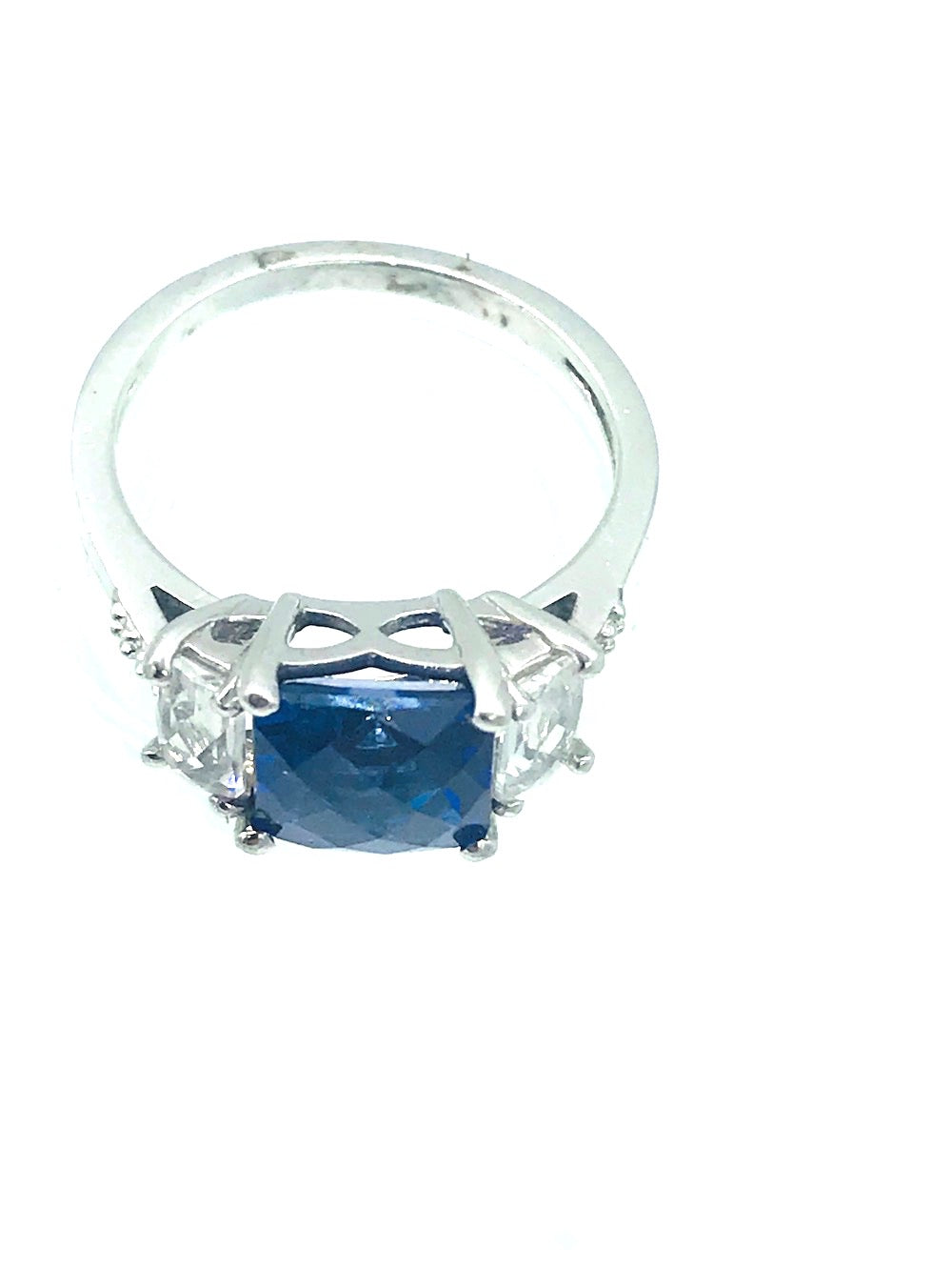 7MM 3-stone Blue Ring Sterling Silver