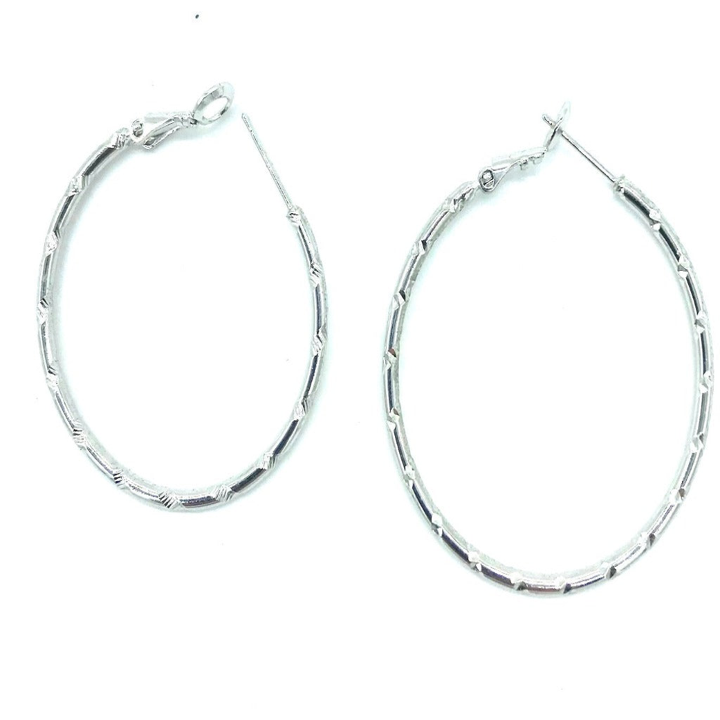 4 mm Hoop 925 Sterling Earrings Etched