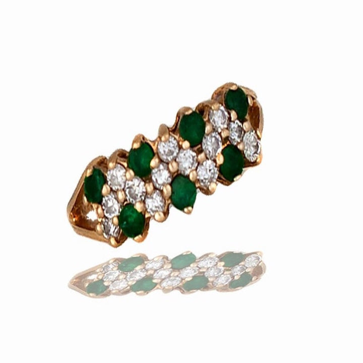 14Kt Emerald and Diamond Gold Ring 1.00 Ct Total Weight