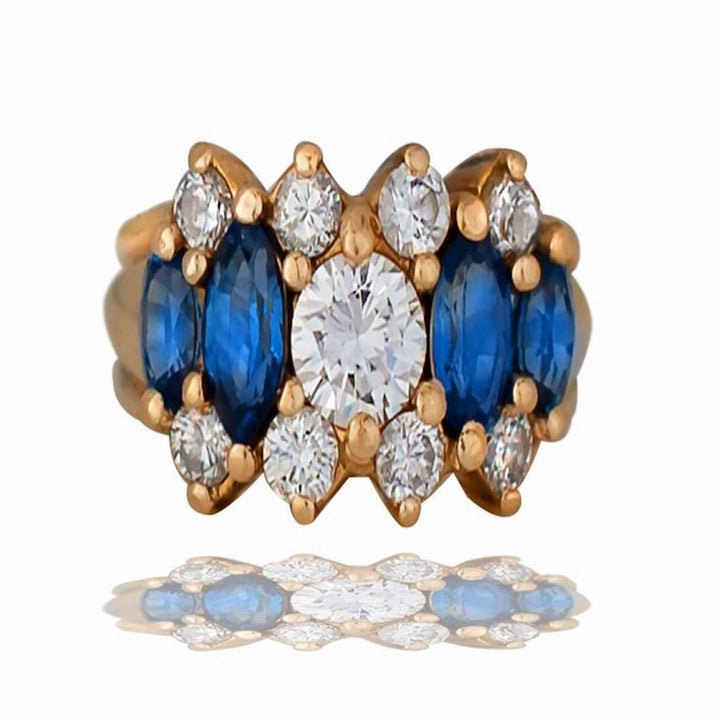 Diamond and Sapphire Ring 2.20 CTW 14Kt
