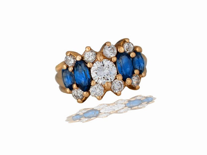 Diamond and Sapphire Ring 2.20 CTW 14Kt