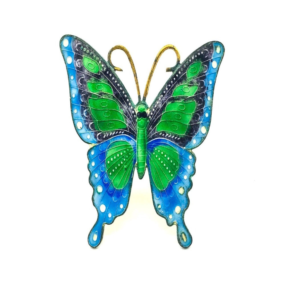 Colorful Enamel Butterfly Pin 1-1/2 Inches Circa 1960's