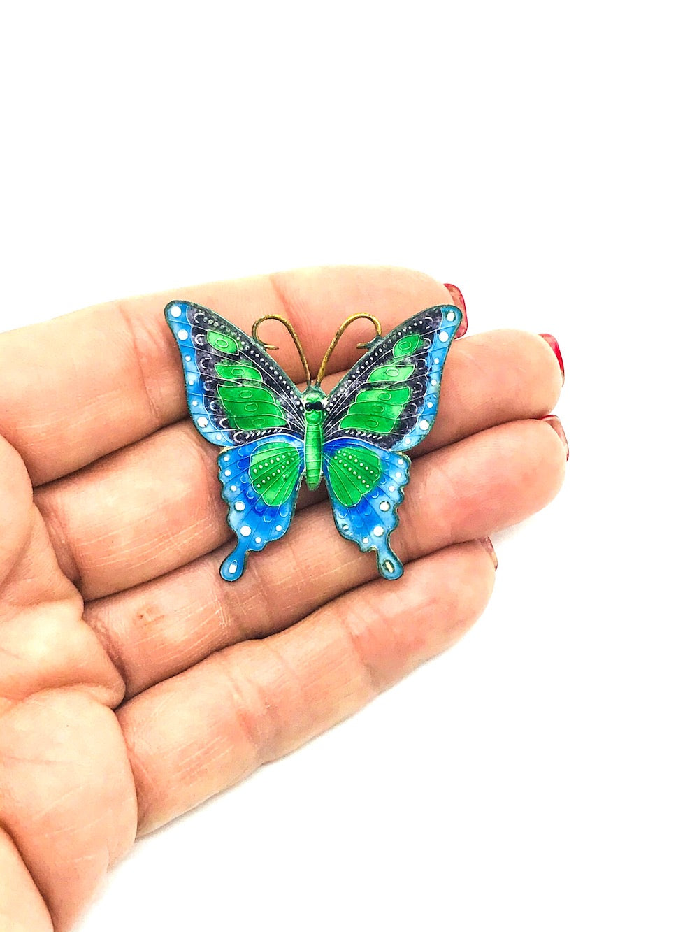 Colorful Enamel Butterfly Pin 1-1/2 Inches Circa 1960's