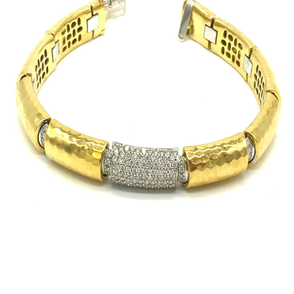 18K 2.40 Carat Diamond Bracelet 2 Ounce Gold VS Pave F Color