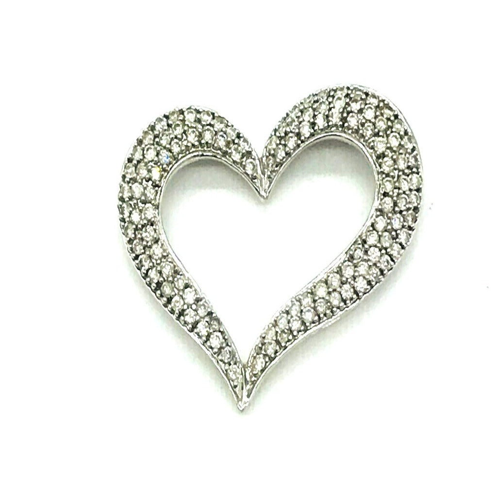 14Kt White Gold Heart Diamond Pendant 1.00 Ct