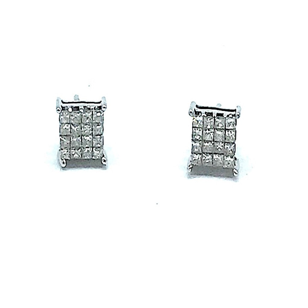Princess Diamond Invisible Earrings .80 Ct. Studs 1/2 Inch