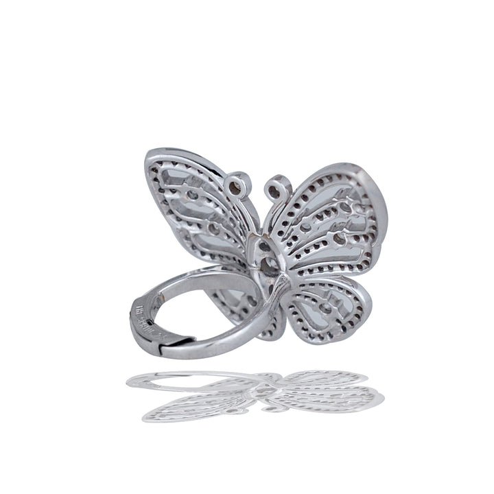Diamond Butterfly Ring 2.50 Carat 18 Karat White Gold