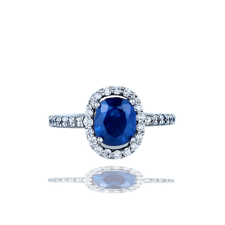 2.85 ctw Sapphire and Diamond Ring 14kt White Gold
