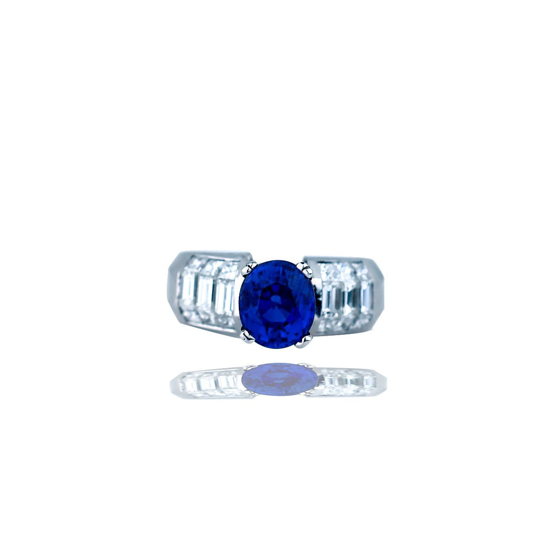 4.89 ctw Diamond and Kyanite Invisible Solitaire Ring 18kt White Gold