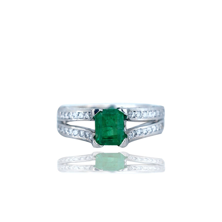 Emerald and Diamond Engagement Ring 4.26 ctw Colombian