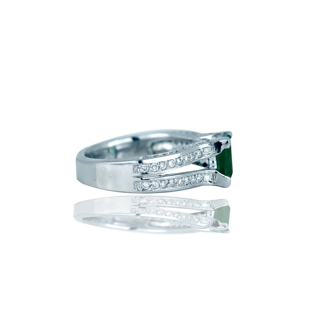 Emerald and Diamond Engagement Ring 4.26 ctw Colombian