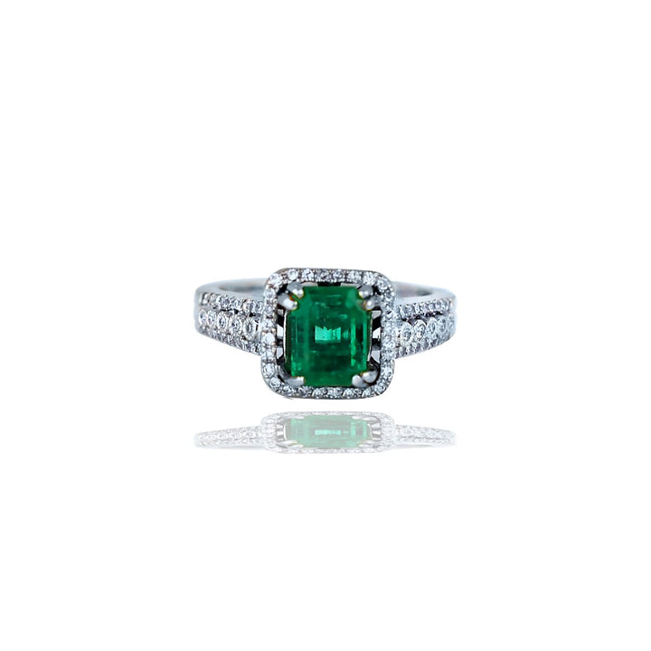 3.38 TCW Colombian Emerald and Diamond Ring