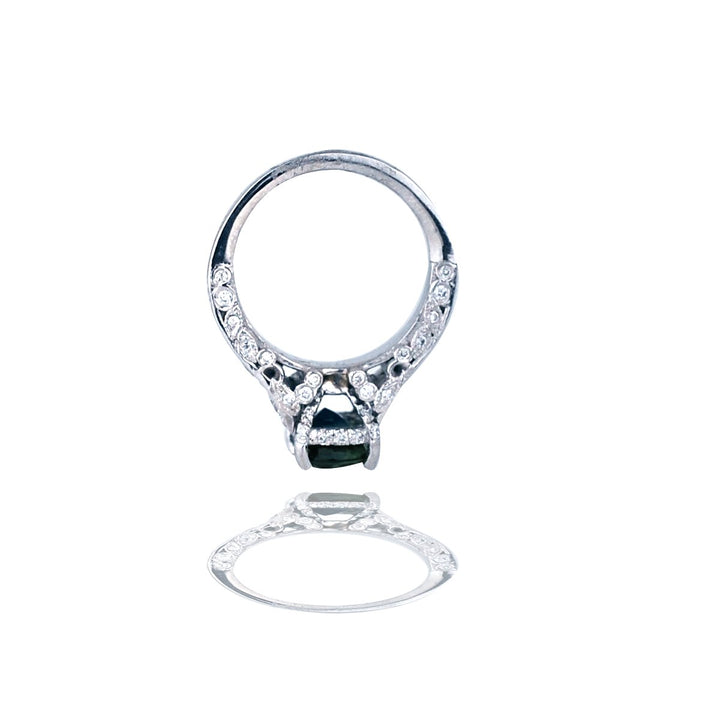Platinum Sapphire and Diamond Platinum Engagement Ring 3.54TCW