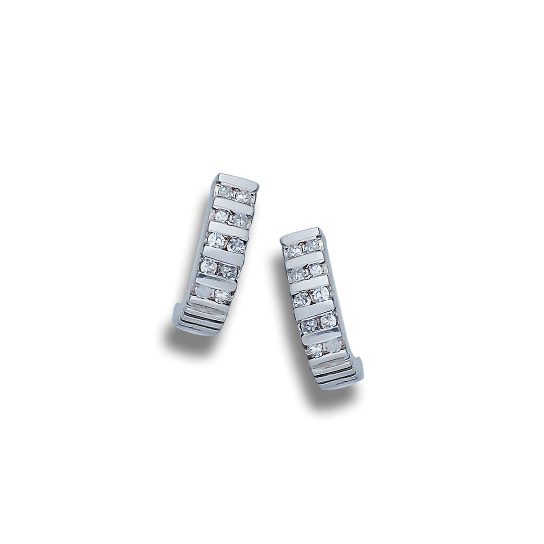 Five-Row Channel Diamond Earrings .25 ct 14kt White Gold