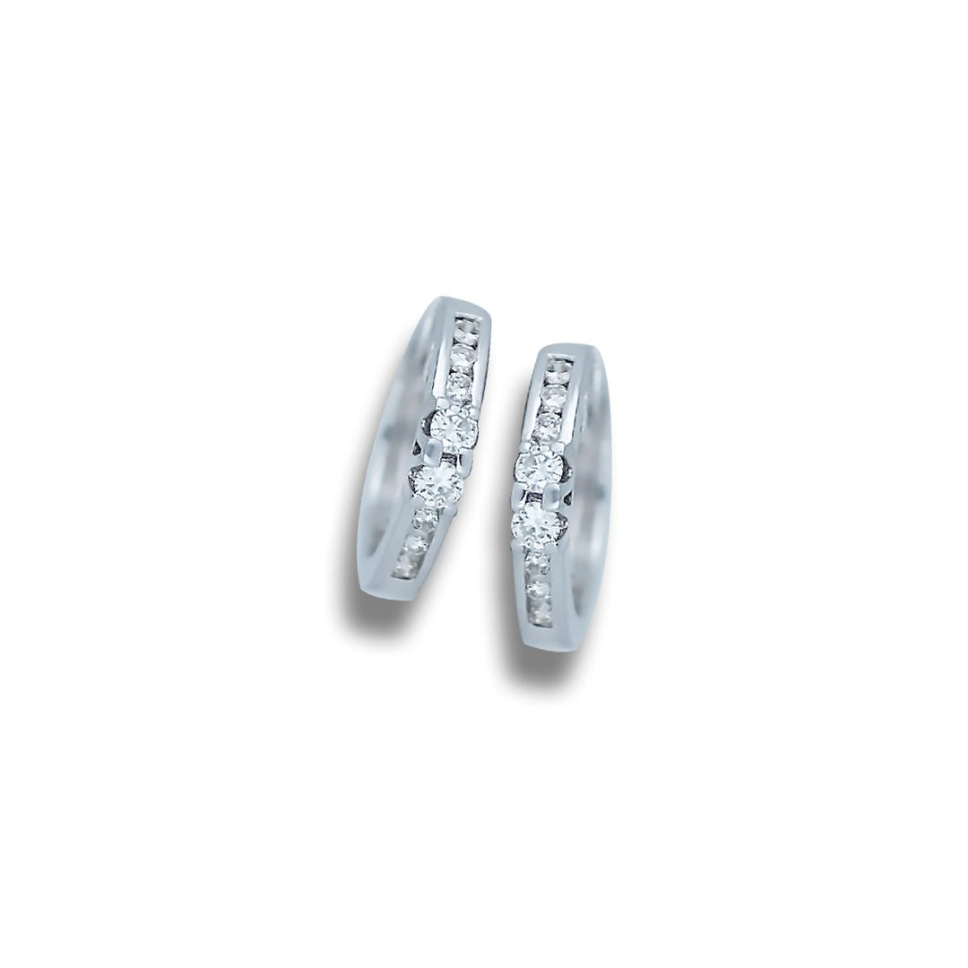 Channel Diamond Hoop Earrings .25 ct White Gold