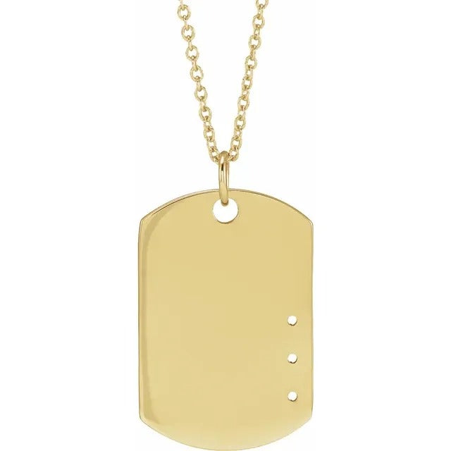 14Kt Yellow Engravable Family Dog Tag 16-18" Necklace Mounting