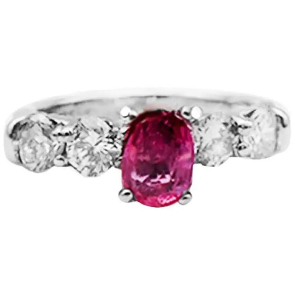 Pink Sapphire and Diamond 5-Stone Engagement 2.20 Carat Solitaire Ring