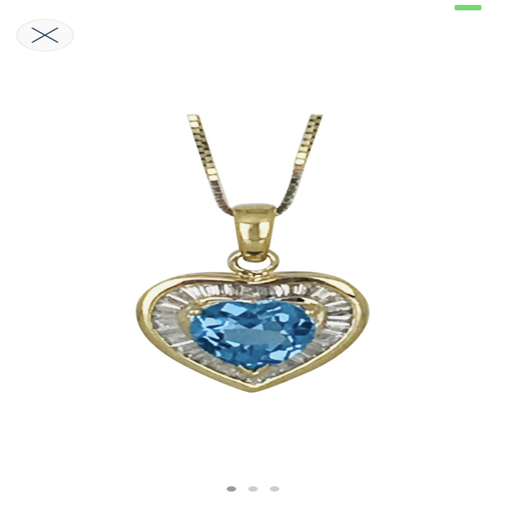 Blue Topaz Diamond Heart Pendant & Chain