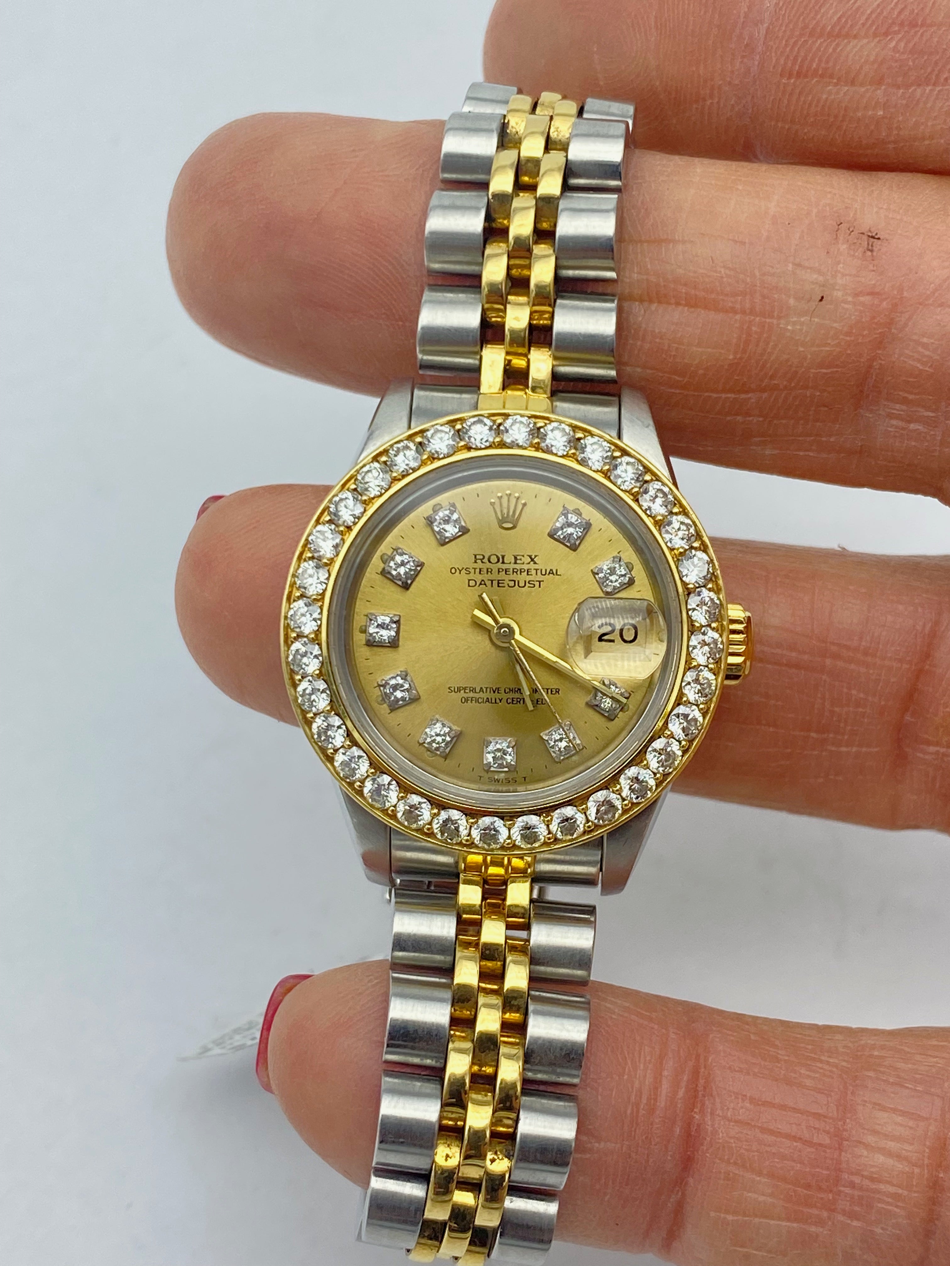 Rolex 69173 Ladies Datejust 2 Tone Watch 2.00 Ct Bezel Legacy