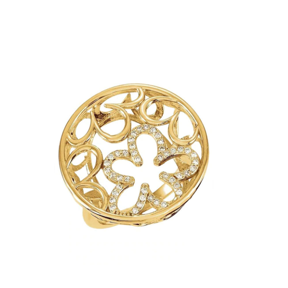 14Kt Yellow .32 Ctw Diamond Floral Chopard Inspired Ring