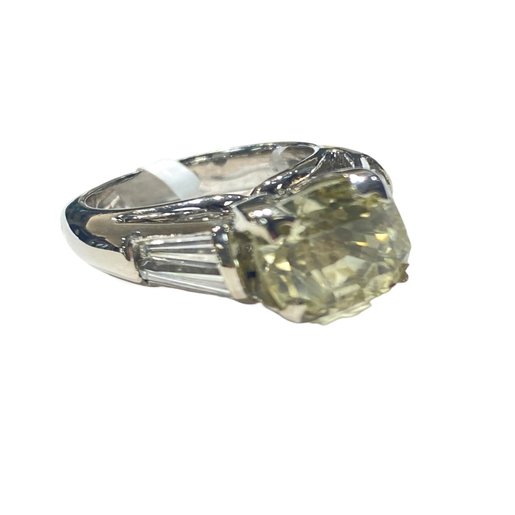 Certified Yellow Sapphire and Diamond Engagement Ring, 10.83 CTW Platinum