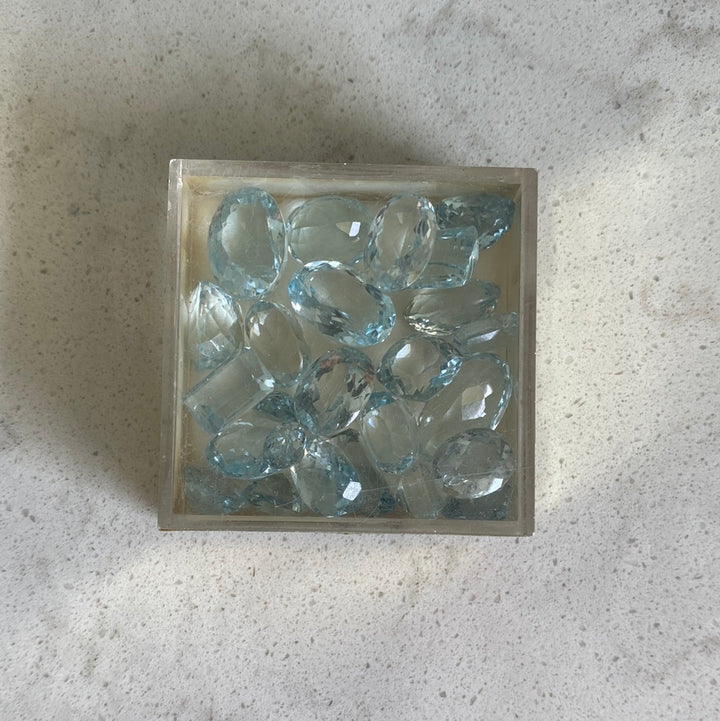 Box of Loose 25-37 gemstones 180-200 Carats Blue Topaz Genuine