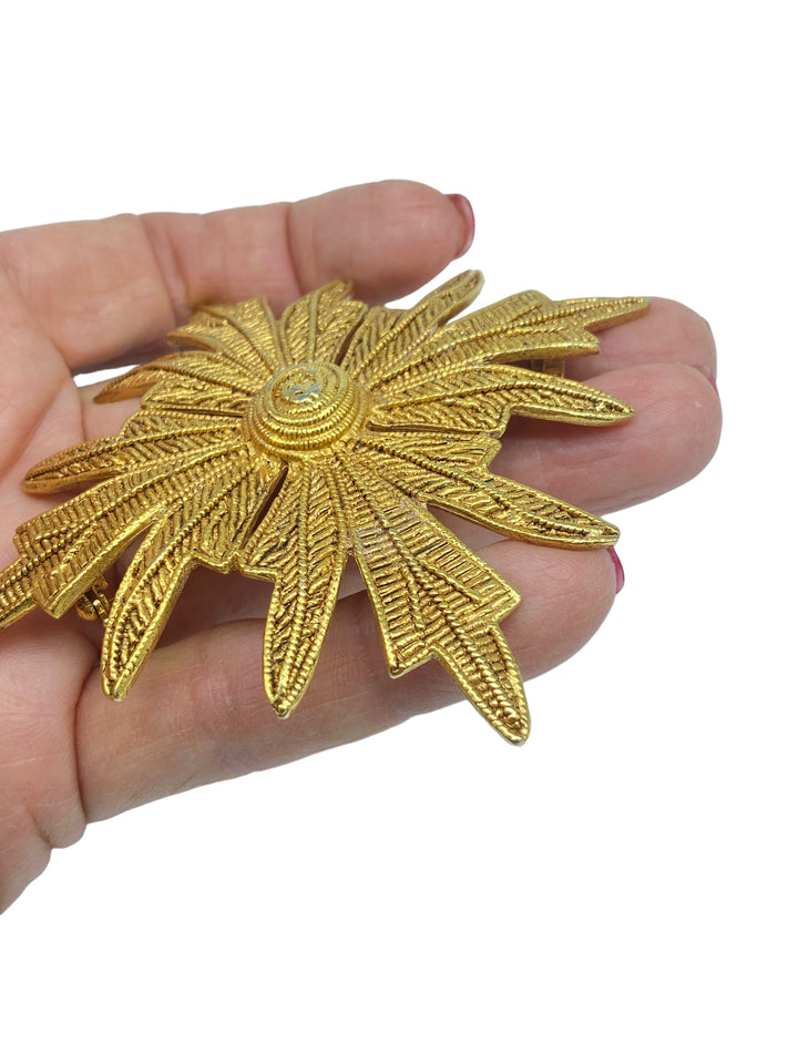 Dauplaise Brooch 1960's 10" Gold Statement Pin
