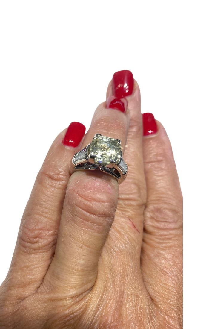 Certified Yellow Sapphire and Diamond Engagement Ring, 10.83 CTW Platinum