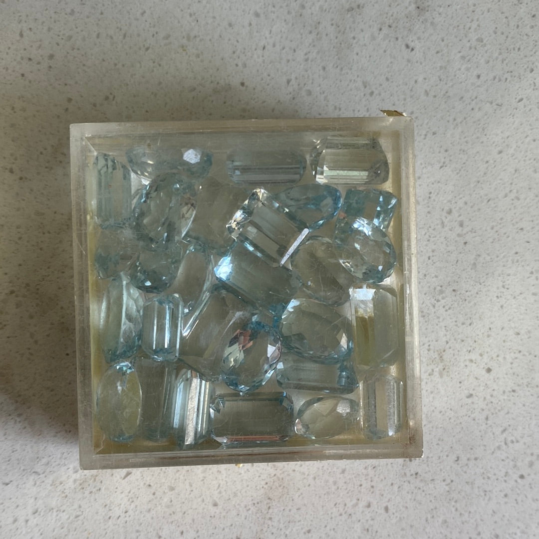 Box of Loose 25-37 gemstones 180-200 Carats Blue Topaz Genuine