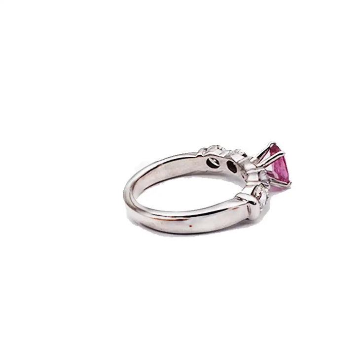 Pink Sapphire and Diamond 5-Stone Engagement 2.20 ct Solitaire Ring